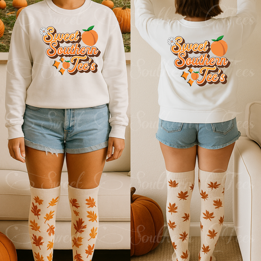 Woman-Fall-Front And Back White Longsleeve Shirt-Mockup