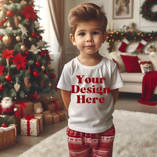 Xmas-ToddlerBoy-WhiteTshirt-ChristmasTreeWithGifts