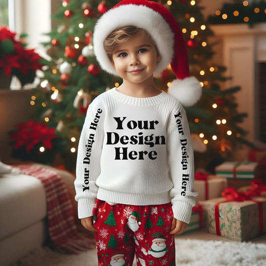 Xmas-WhiteCrewShirtWithSleeves-ToddlerBoy-XmasTress