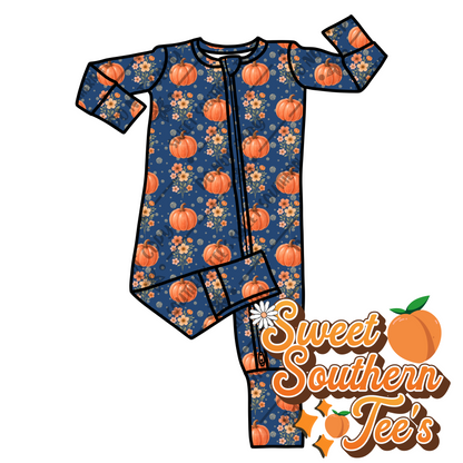 Fall Pumpkin Floral Seamless