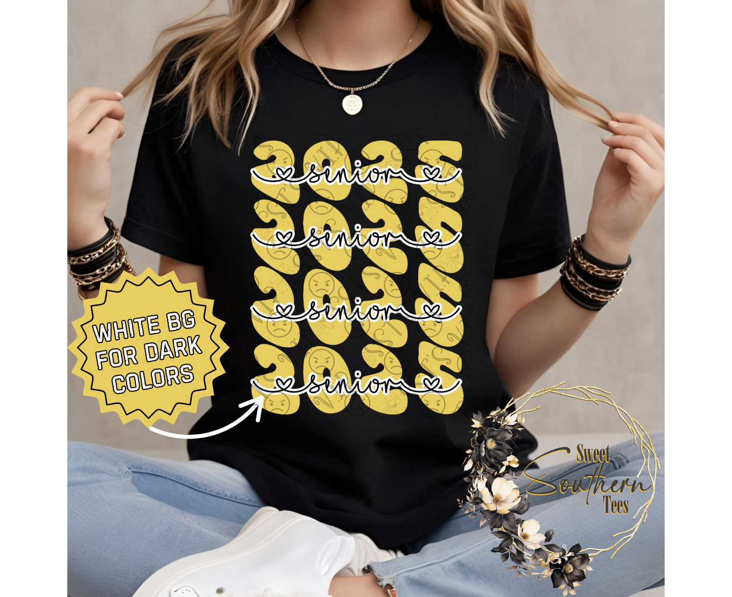 Graduation- Senior 2025 stacked Gold 2 piece set